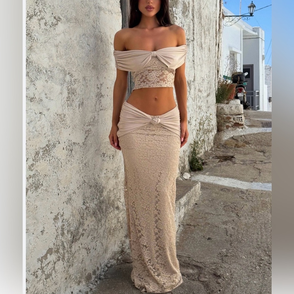 NEW! Outcast Miller Maxi Skirt Beige